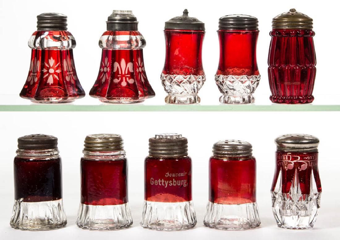 ASSORTED EAPG - RUBY-STAINED SALT AND PEPPER SHAKERS, (1 of 1)