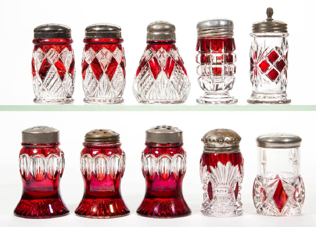 ASSORTED EAPG - RUBY-STAINED SALT AND PEPPER SHAKERS, (1 of 1)