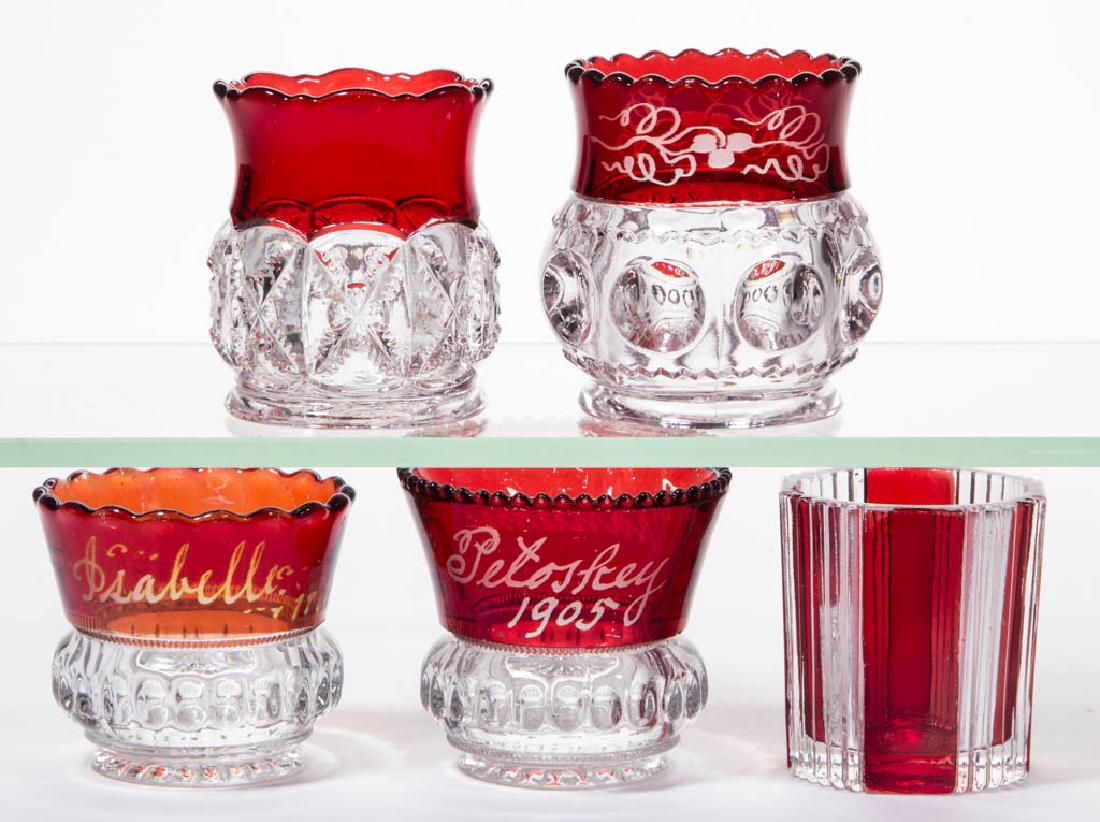 ASSORTED EAPG - RUBY-STAINED TOOTHPICK HOLDERS, LOT OF (1 of 1)