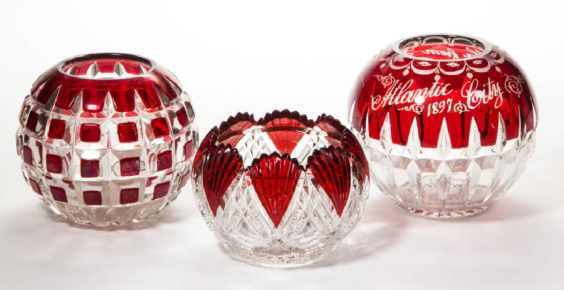 ASSORTED EAPG - RUBY-STAINED ROSE BOWLS, LOT OF THREE (1 of 1)