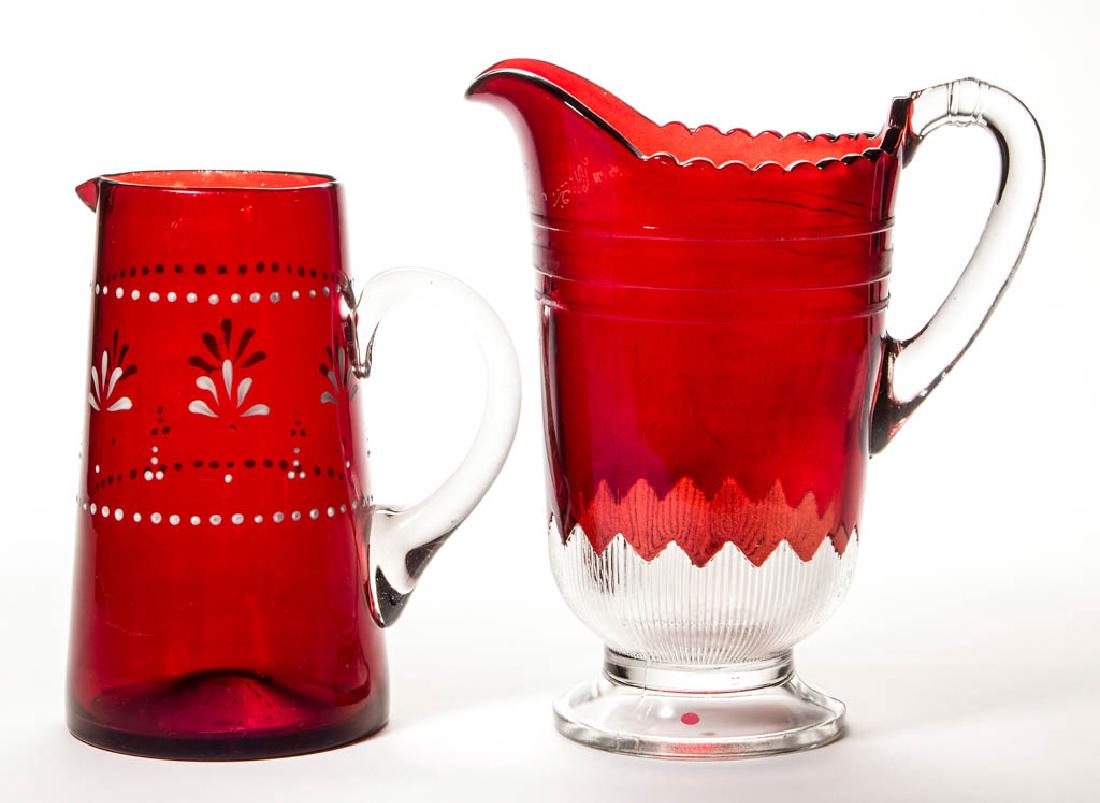 ASSORTED RUBY-STAINED PITCHERS, LOT OF TWO (1 of 1)