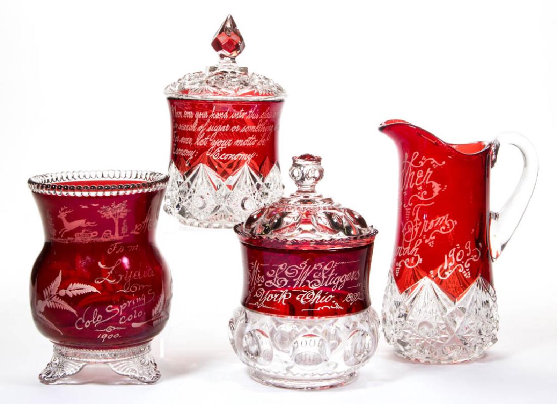 ASSORTED EAPG - RUBY-STAINED SOUVENIR ARTICLES, LOT OF (1 of 1)