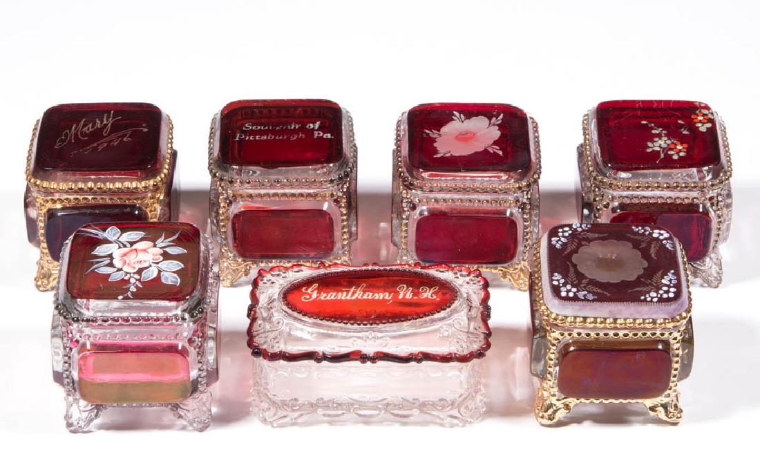 ASSORTED PATTERN - RUBY-STAINED DRESSER BOXES, LOT OF (1 of 1)