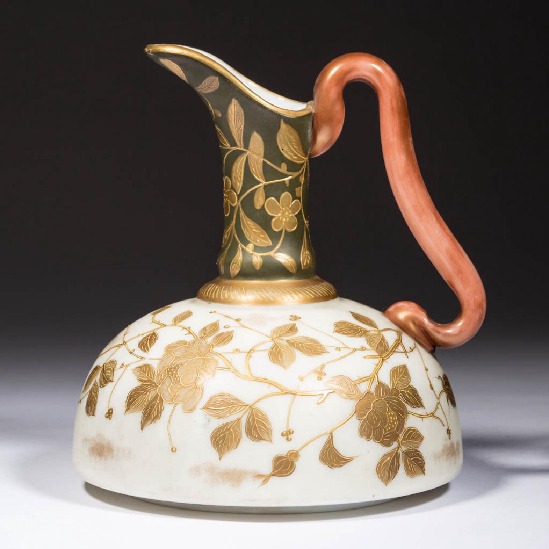 DECORATED OPAL ART GLASS EWER (1 of 3)