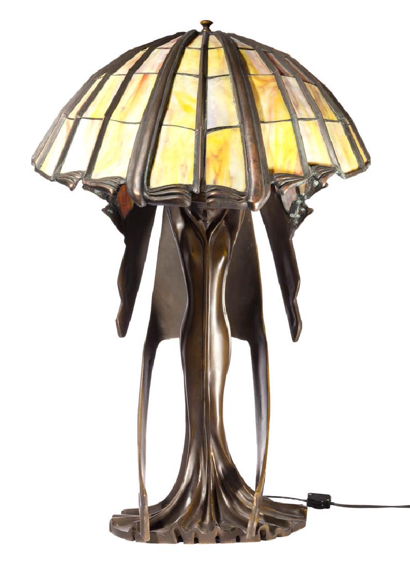 ART DECO AFTER PETER BEHRENS ART GLASS LAMP (1 of 3)