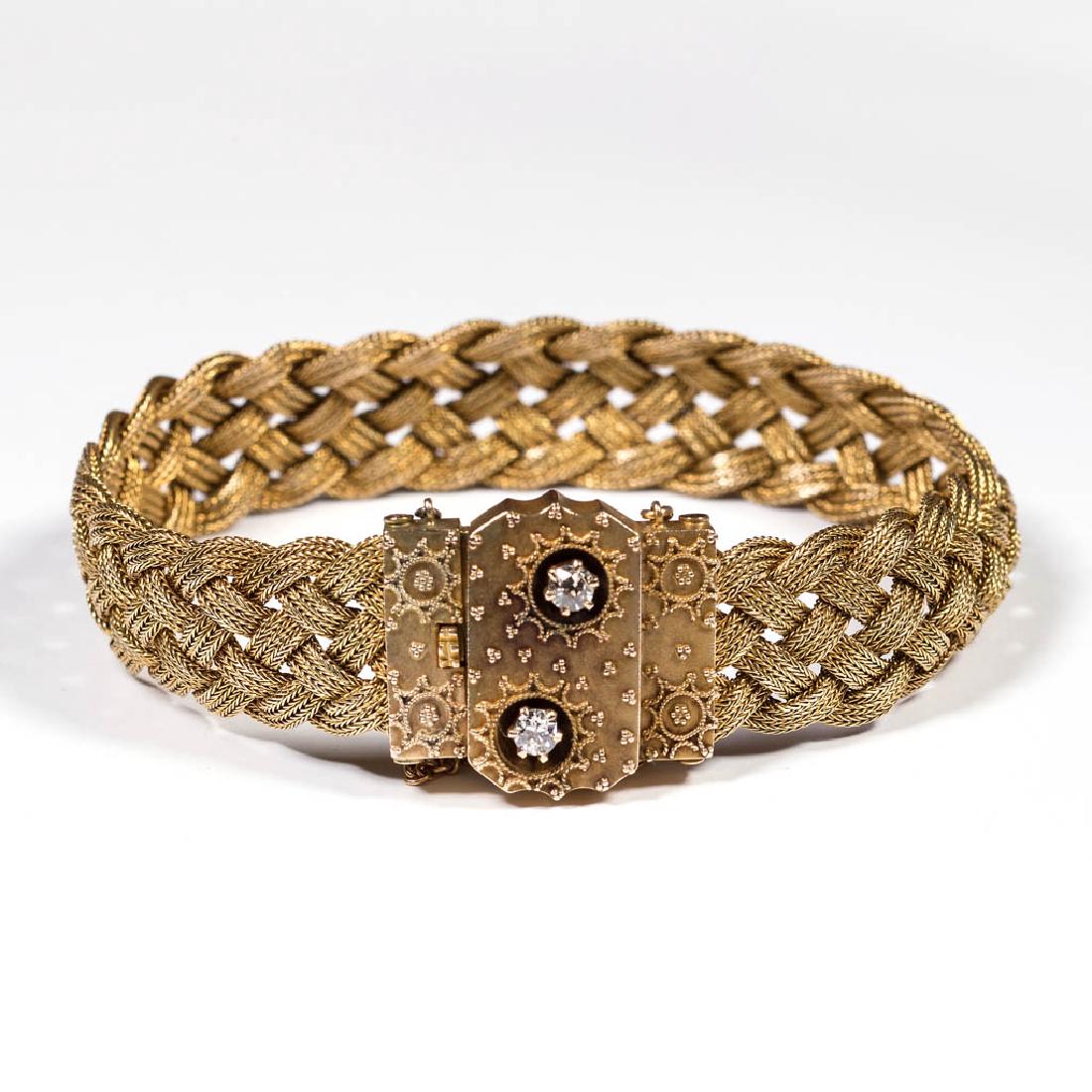 ANTIQUE LADY'S 14K GOLD AND DIAMOND WOVEN BRACELET (1 of 1)