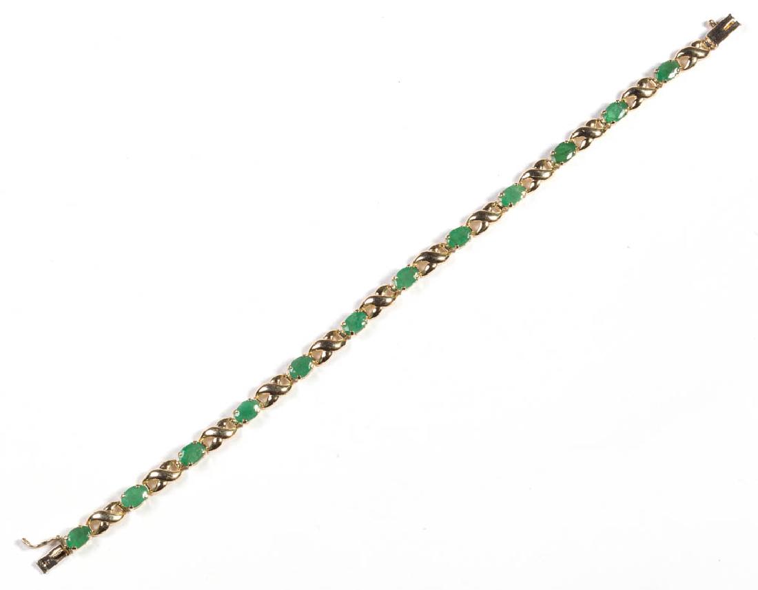 VINTAGE LADY'S 14K GOLD AND EMERALD BRACELET (1 of 1)