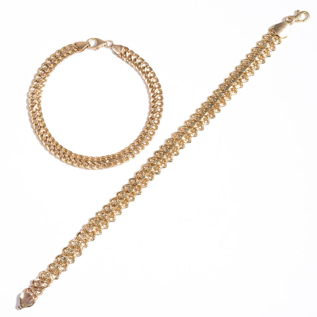VINTAGE ITALIAN LADY'S 14K GOLD BRACELETS, LOT OF TWO (1 of 1)