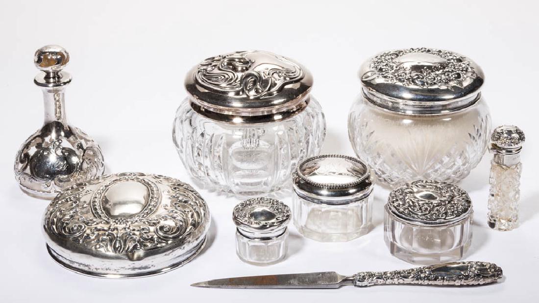 AMERICAN STERLING SILVER AND GLASS DRESSER ARTICLES, (1 of 1)