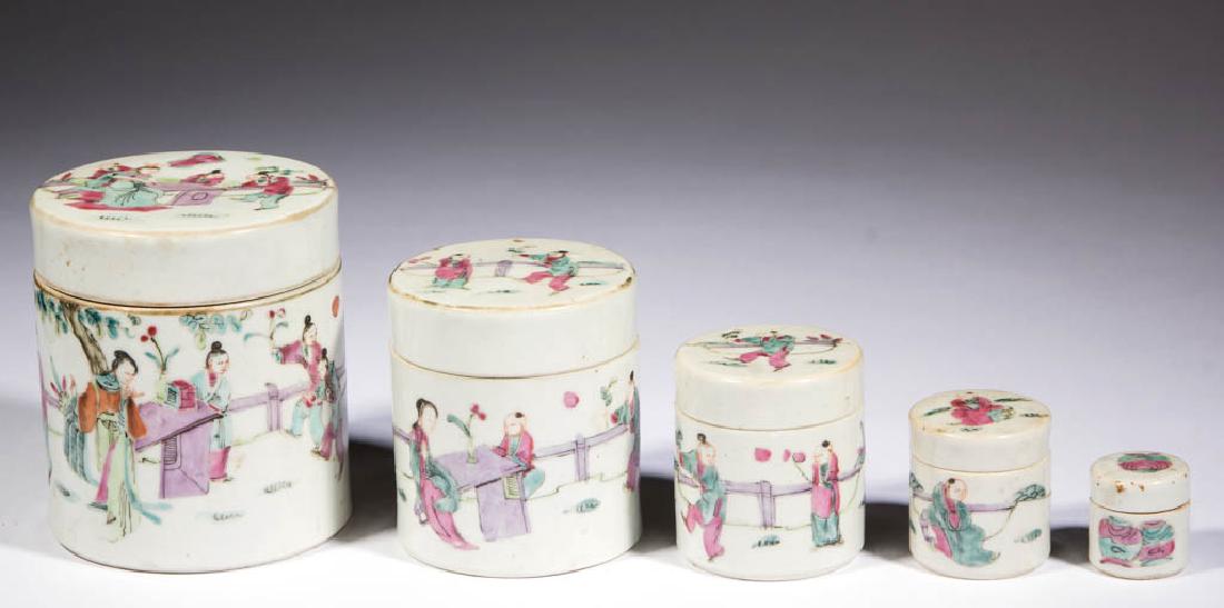 CHINESE FAMILLE ROSE PORCELAIN NESTING JARS, LOT OF (1 of 4)