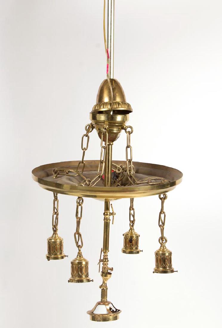 ARTS AND CRAFTS BRASS GAS CHANDELIER (1 of 2)