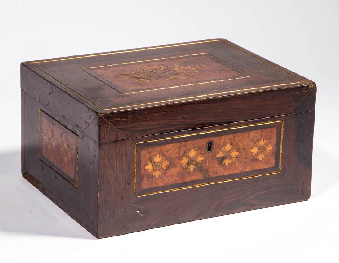 BRITISH OR CONTINENTAL MARQUETRY-INLAID ROSEWOOD (1 of 4)