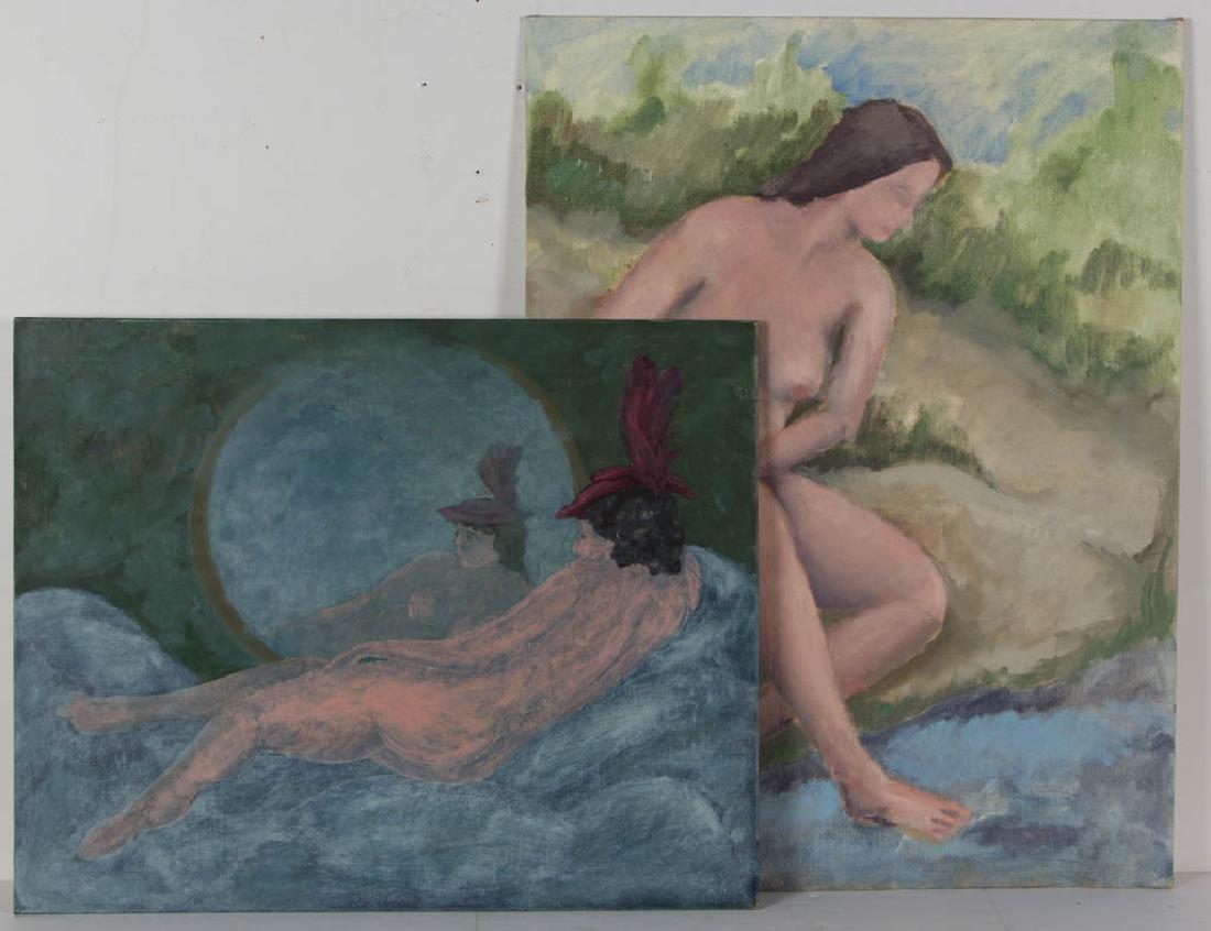 WINSLOW ANDERSON (AMERICAN, 1917-2007) PORTRAITS, LOT: WINSLOW ANDERSON (AMERICAN, 1917-2007) PORTRAITS, LOT OF TWO, oil on canvasboard (each), nude subjects, one signed, dated, and titled "Vicki with Purple Hat" featuring a reclining figure, the other, u