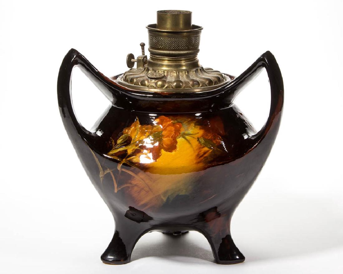 WELLER AURELIAN ART POTTERY KEROSENE LAMP BASE (1 of 4)