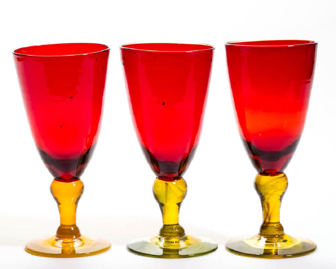 BLENKO GLASS - WINSLOW ANDERSON GOBLETS, LOT OF THREE (1 of 1)