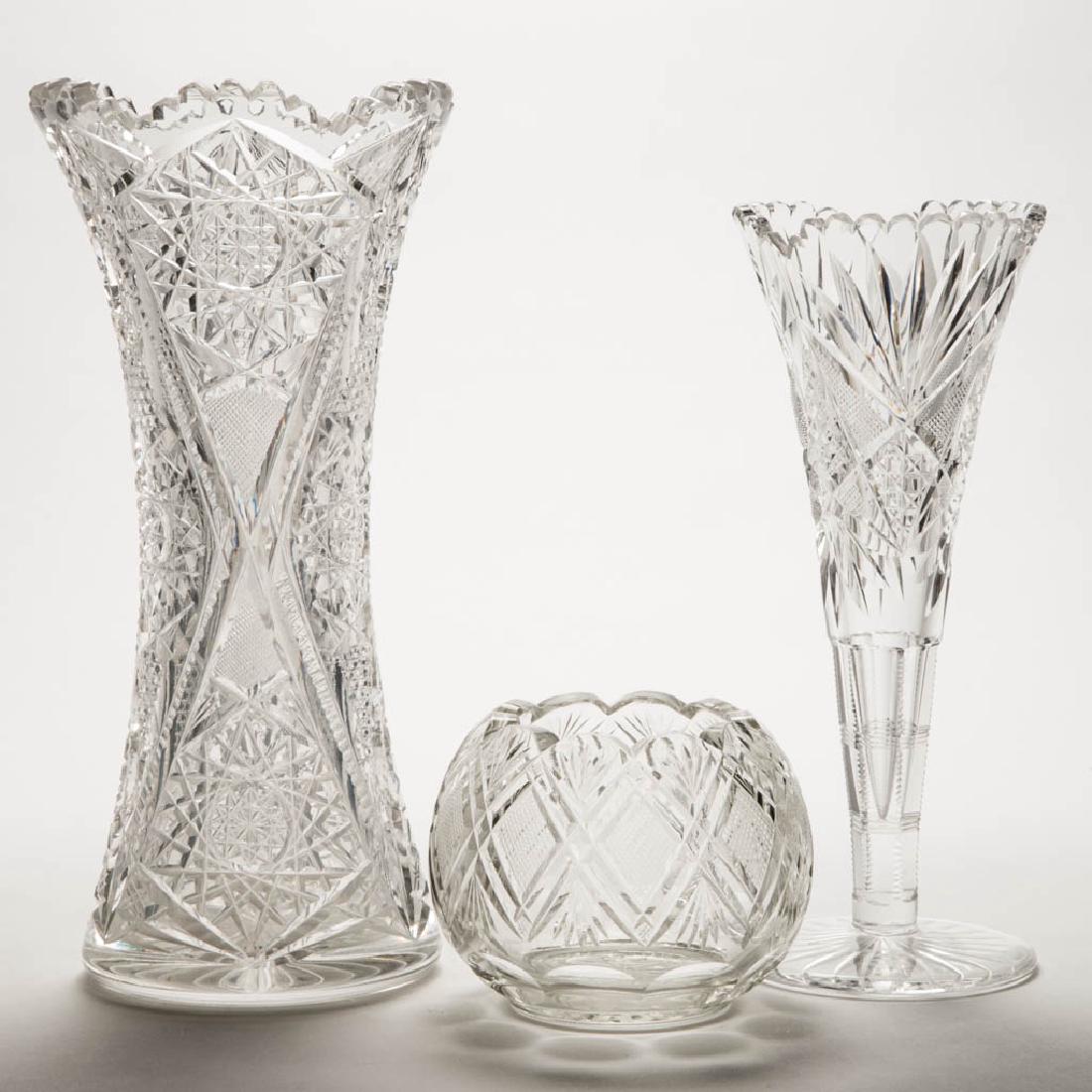 ASSORTED AMERICAN BRILLIANT CUT GLASS FLORAL ARTICLES, (1 of 1)