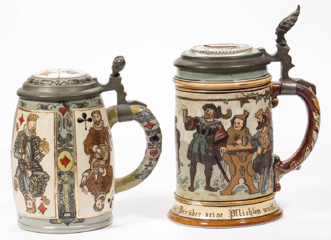 GERMAN METTLACH CERAMIC STEINS, LOT OF TWO (1 of 3)