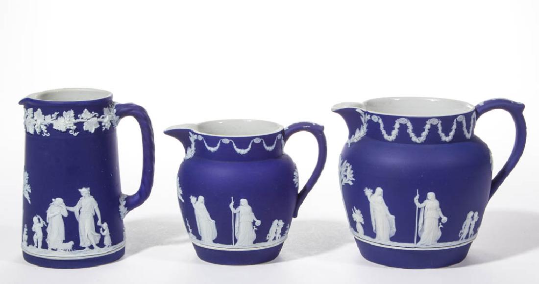 WEDGWOOD JASPERWARE CERAMIC PITCHERS, LOT OF THREE (1 of 1)