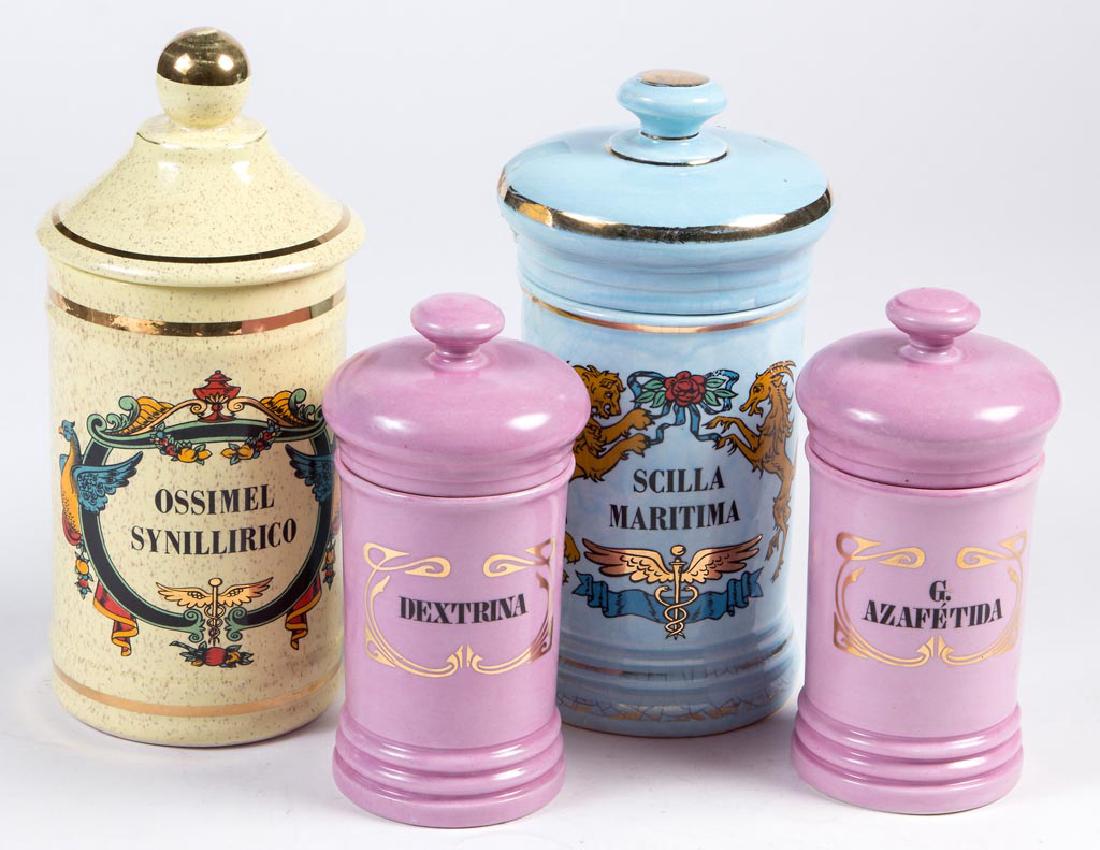 ASSORTED CERAMIC APOTHECARY JARS, LOT OF FOUR (1 of 1)