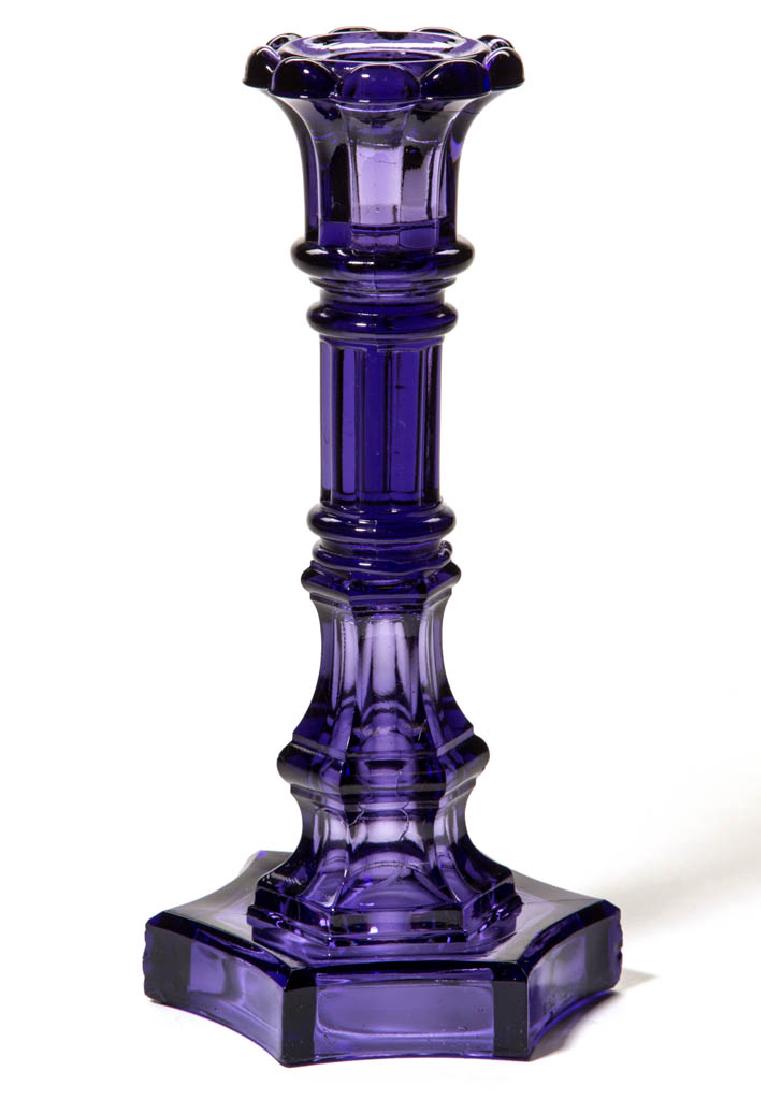 PRESSED NINE-BALL AND HEXAGONAL BASE CANDLESTICK (1 of 1)