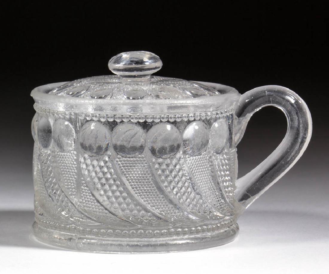 PRESSED LACY PEACOCK EYE MUSTARD JAR AND COVER (1 of 1)