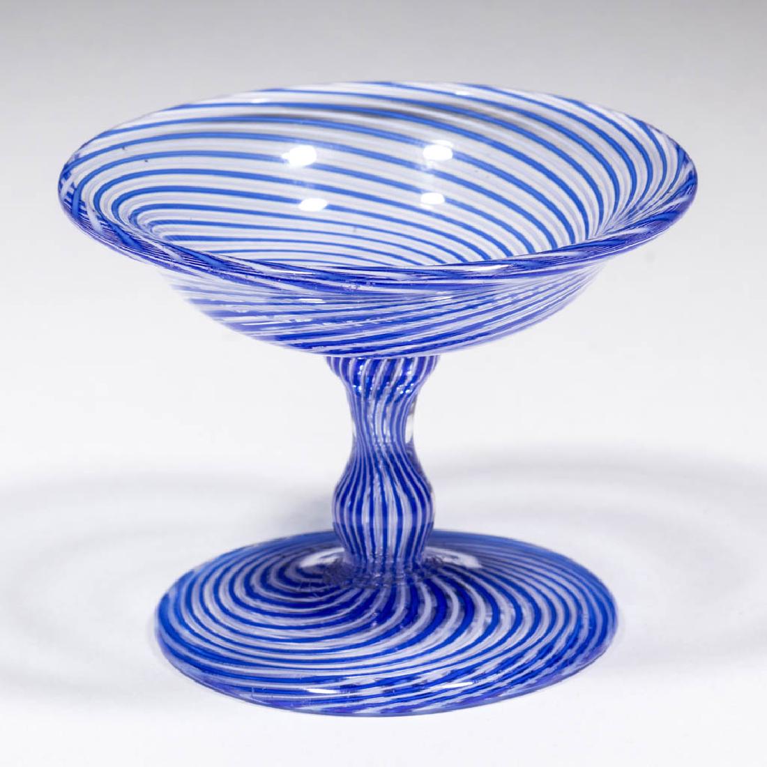 LUTZ FREE-BLOWN STRIPED WAFER TRAY / STAND (1 of 1)