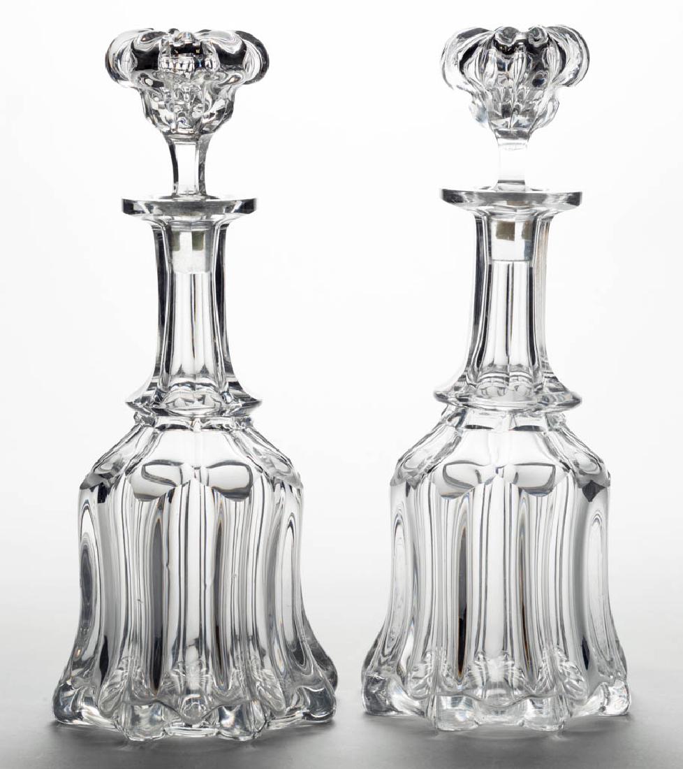 PILLAR-MOLDED AND CUT PAIR OF QUART DECANTERS (1 of 1)
