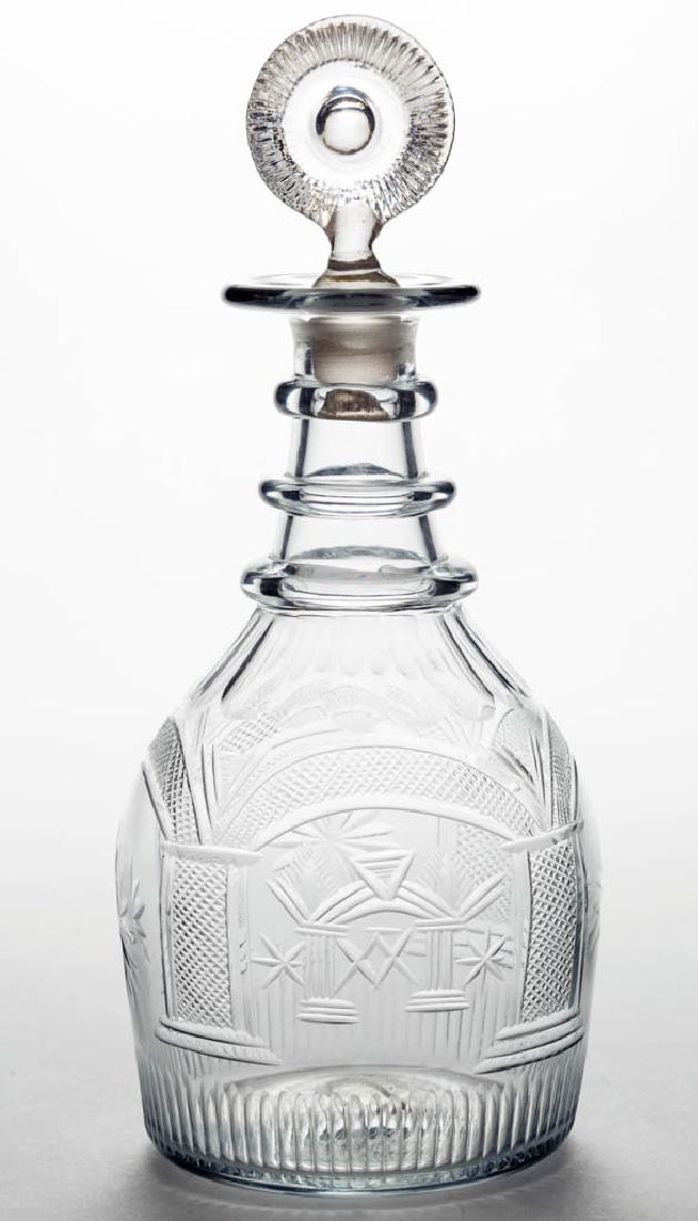 FREE-BLOWN AND CUT MASONIC QUART DECANTER (1 of 1)