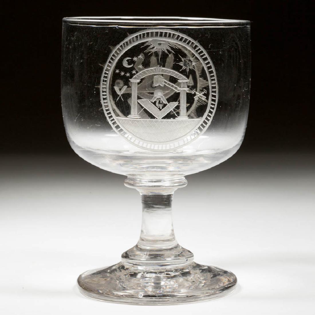 FREE-BLOWN AND ENGRAVED MASONIC RUMMER (1 of 2)
