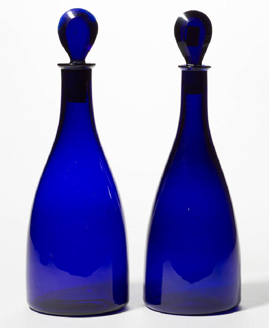 ENGLISH FREE-BLOWN COLORED GLASS QUART DECANTERS, NEAR (1 of 1)