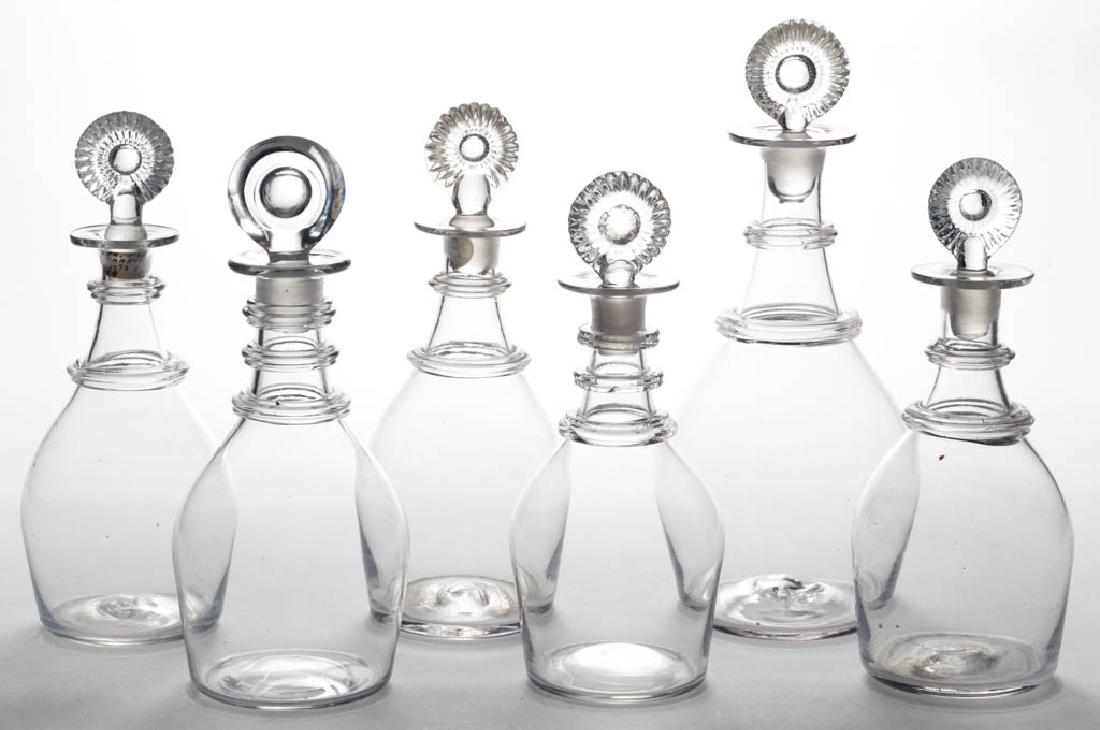 ASSORTED FREE-BLOWN PINT AND QUART DECANTERS, LOT OF (1 of 1)