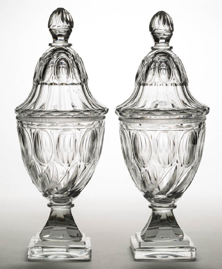 CUT OVAL AND LEAF PAIR OF COVERED SWEETMEAT URNS (1 of 1)