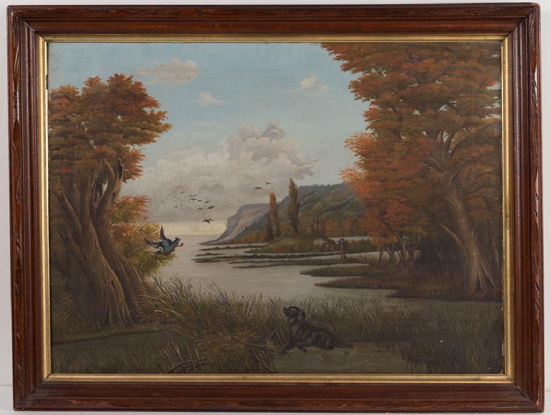 AMERICAN SCHOOL (19TH CENTURY) FOLK ART DUCK HUNTING (1 of 4)