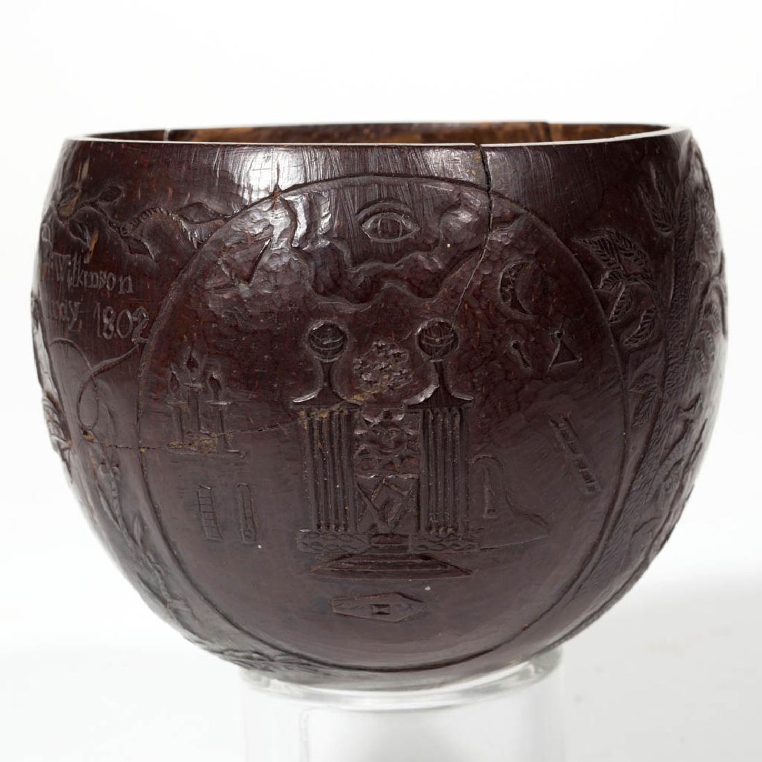 SAILOR FOLK ART CARVED COCONUT SHELL (1 of 6)