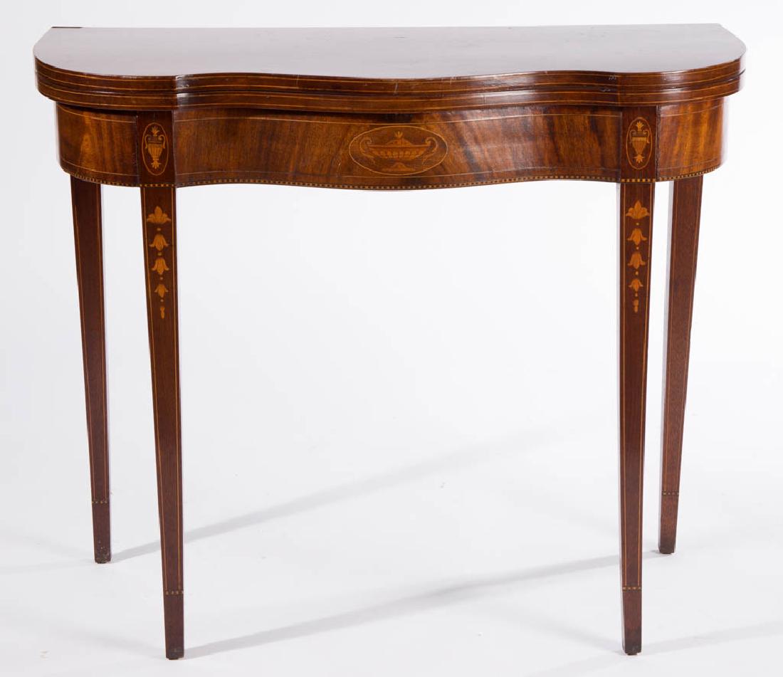 FEDERAL-STYLE SERPENTINE-FRONT INLAID MAHOGANY CARD (1 of 4)