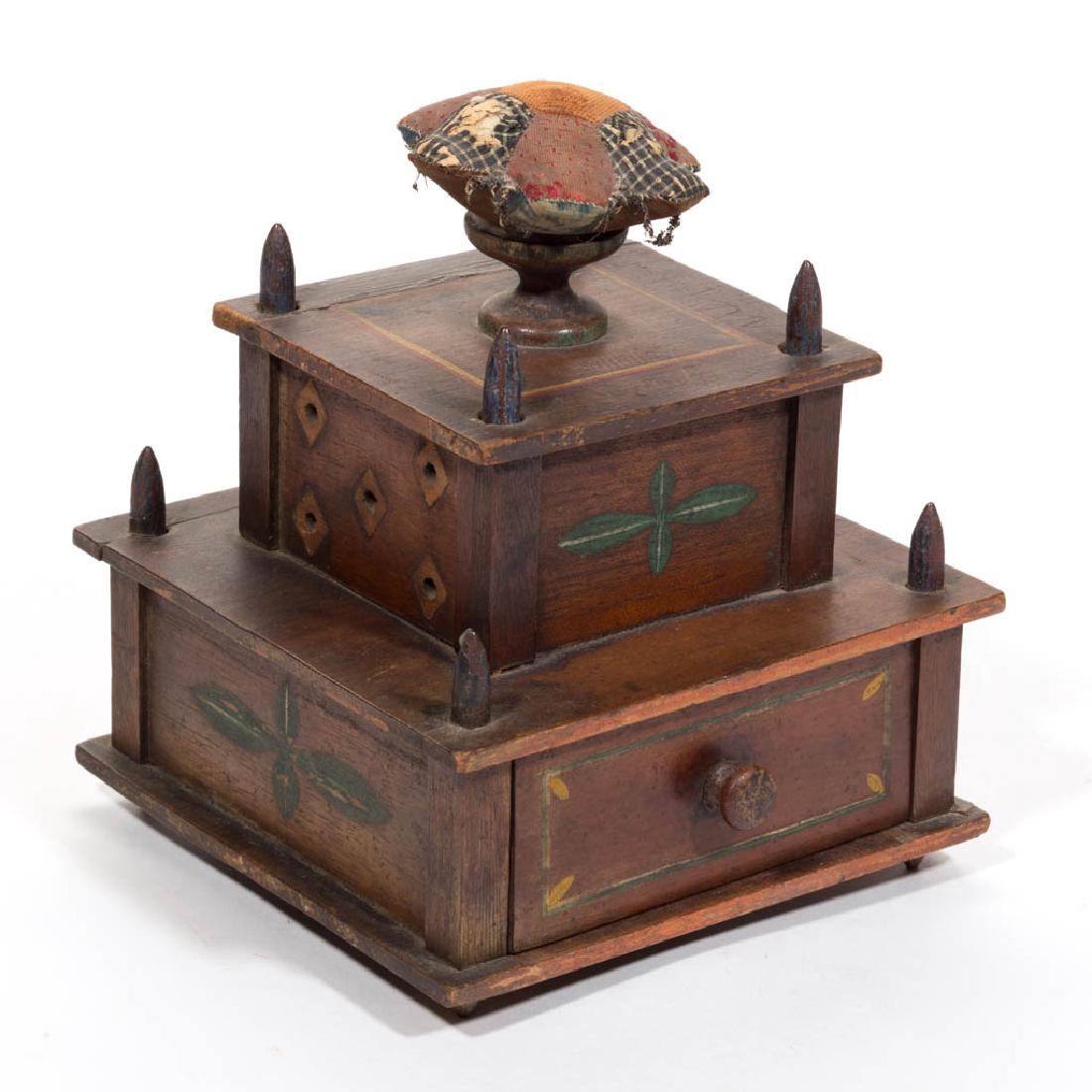 AMERICAN PAINT-DECORATED SEWING BOX (1 of 2)