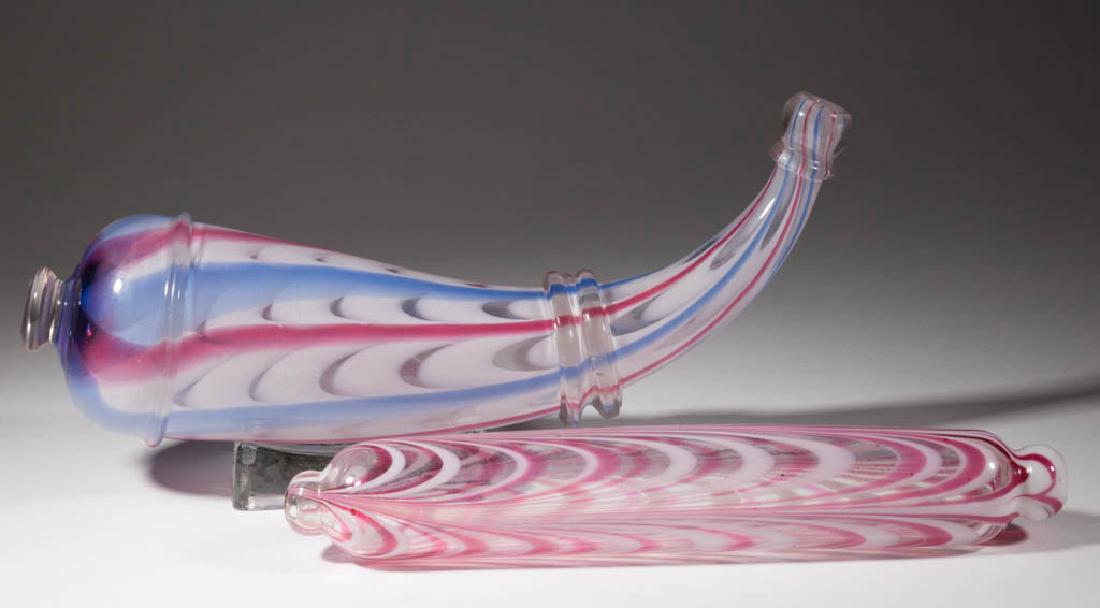 FREE-BLOWN MARBRIE-DECORATED ARTICLES, LOT OF TWO (1 of 1)