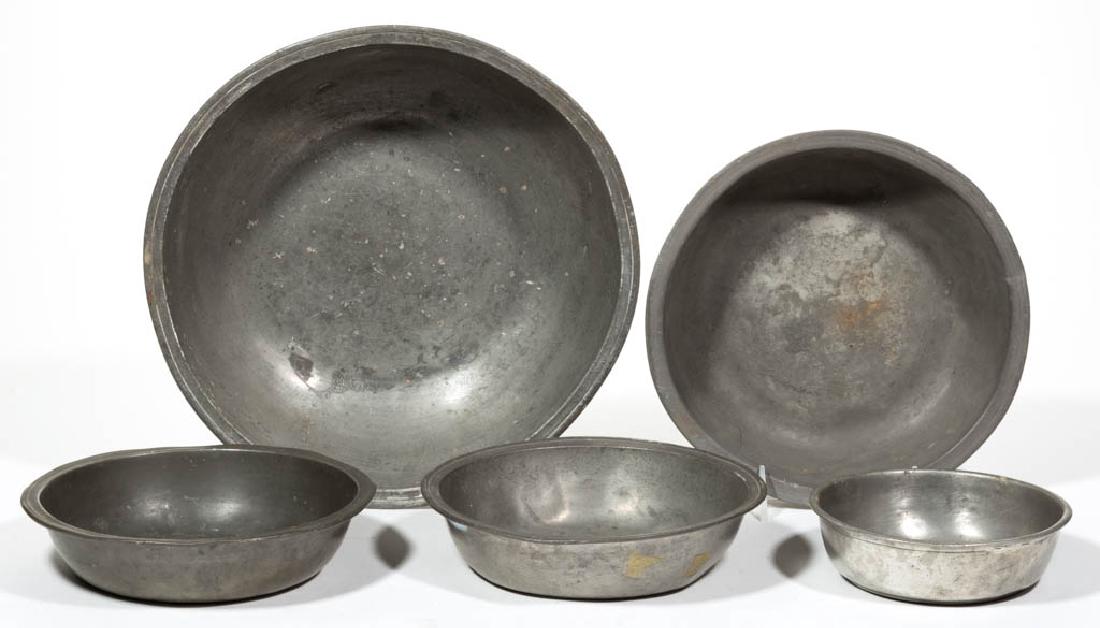ASSORTED PEWTER BOWLS, LOT FIVE (1 of 1)