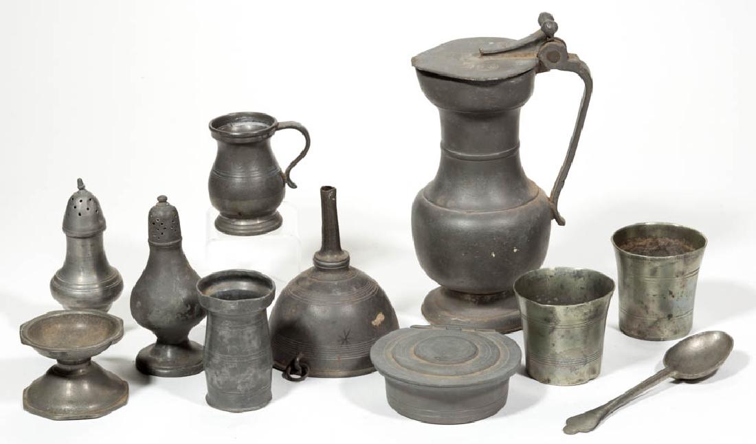 ASSORTED PEWTER TABLE ARTICLES, LOT OF TEN (1 of 1)