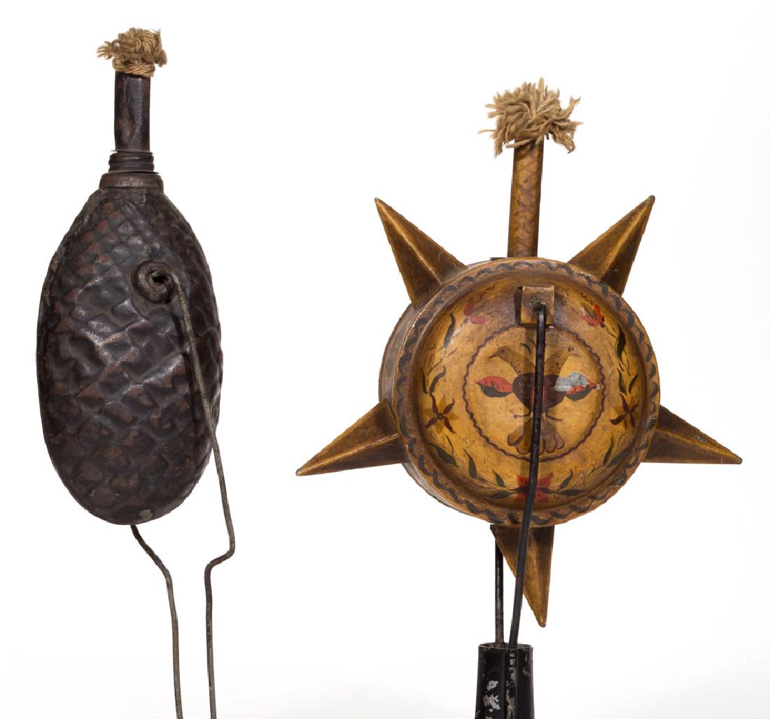 AMERICAN SHEET-IRON / TIN PARADE TORCHES, LOT OF TWO (1 of 5)