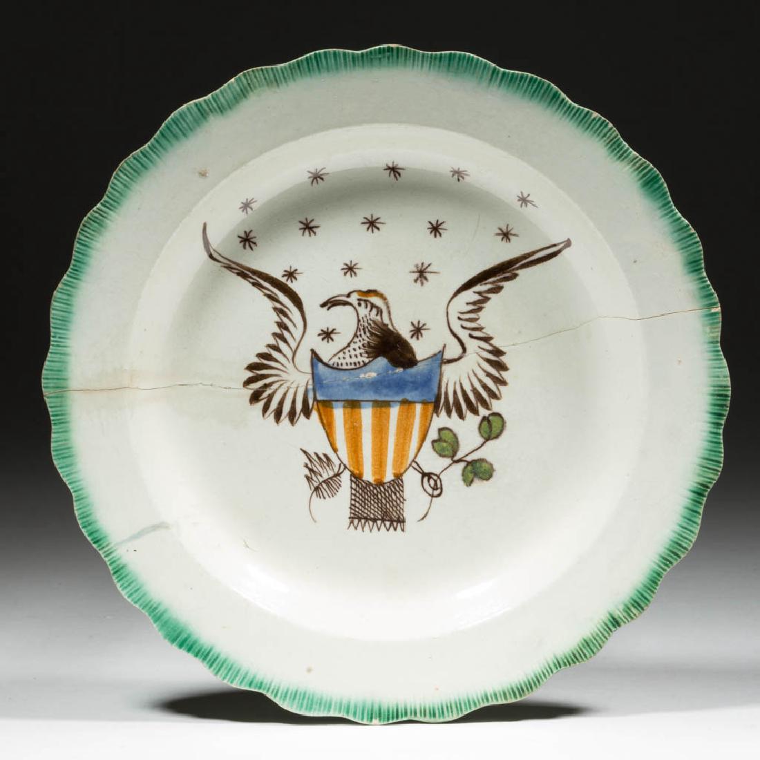 ENGLISH PEARLWARE AMERICAN HISTORICAL CERAMIC PLATE (1 of 2)