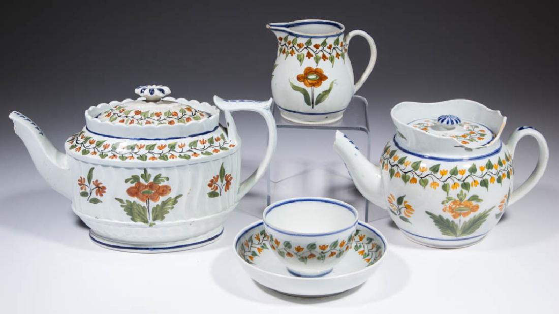ENGLISH PEARLWARE CERAMIC TEA ARTICLES, LOT OF FIVE (1 of 1)