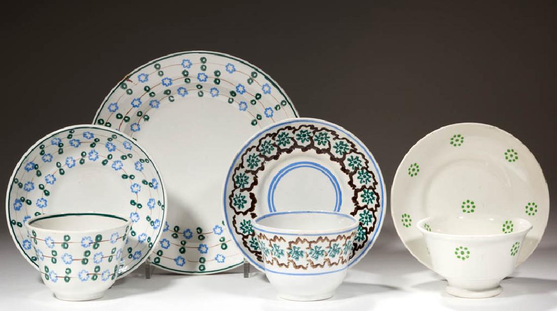 ENGLISH STICK-SPATTER CERAMIC ARTICLES, LOT OF SEVEN (1 of 1)