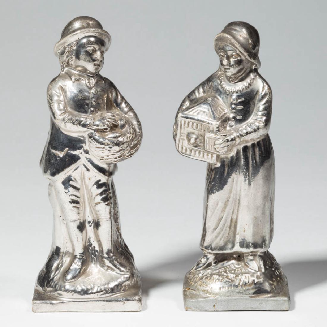 ENGLISH SILVER LUSTRE CERAMIC PAIR OF FIGURES (1 of 3)