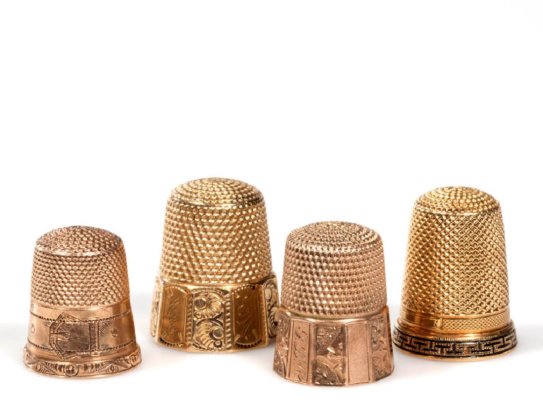 ASSORTED GOLD AND GOLD-FILLED THIMBLES, LOT OF FOUR (1 of 1)