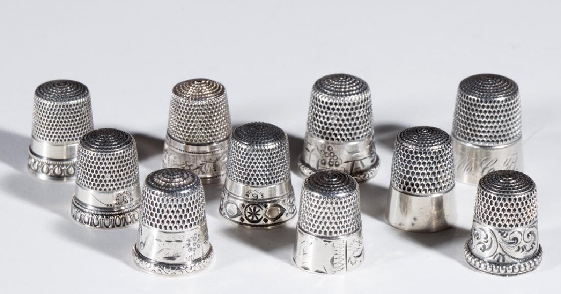 SIMONS BROS. CO. STERLING SILVER THIMBLES, LOT OF TEN (1 of 1)