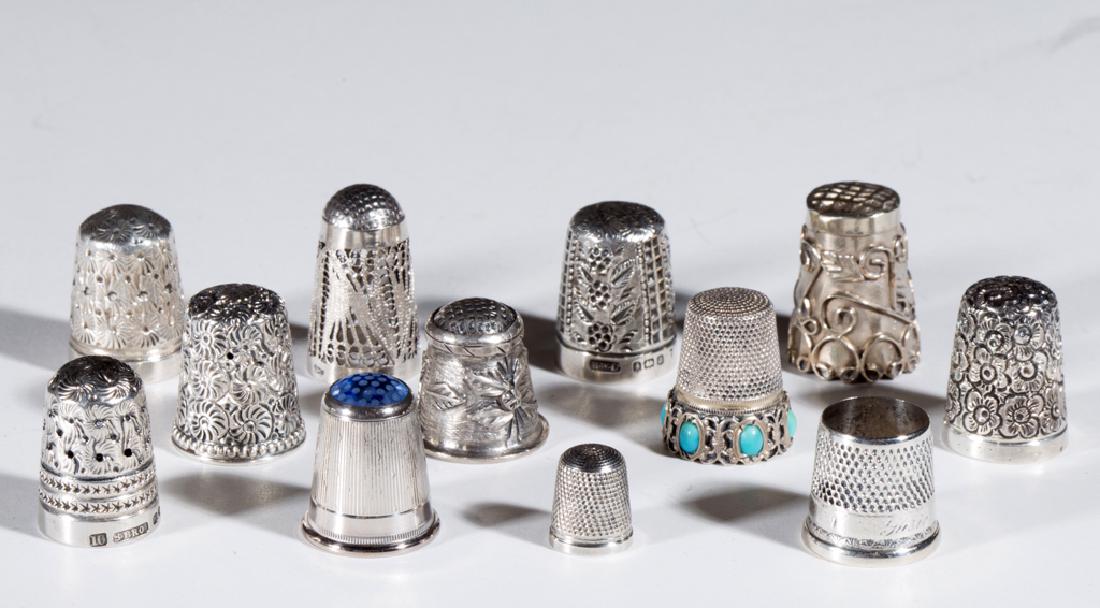ASSORTED STERLING AND SILVER-LIKE THIMBLES, LOT OF 12 (1 of 1)