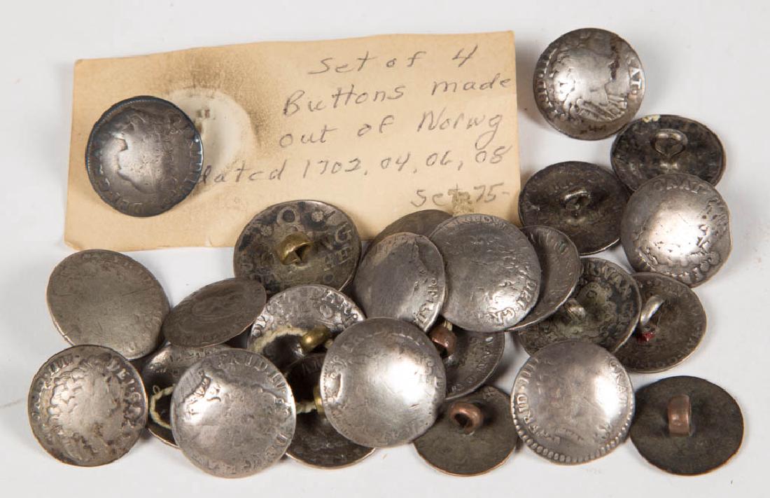 NORWEGIAN FREDRICK IIII / IV SILVER COIN BUTTONS, LOT (1 of 1)
