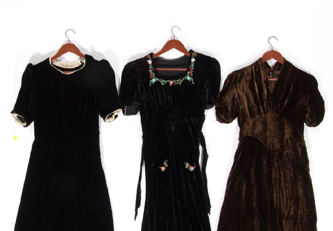 WOMEN'S VELVET SHORT-SLEEVE DRESSES, LOT OF THREE (1 of 8)