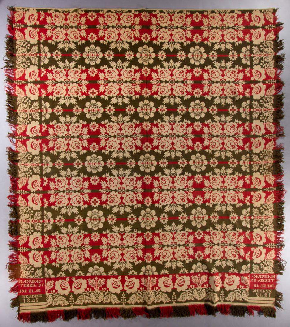 PENNSYLVANIA SIGNED AND DATED JACQUARD COVERLET (1 of 3)